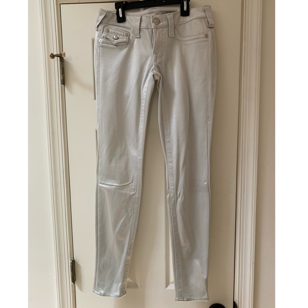 The most stylish silver shiny denim - soooo cute!